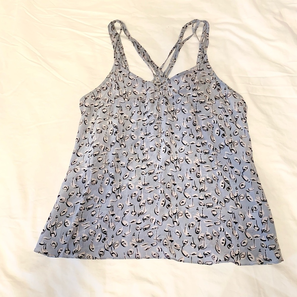 Girls From Savoy Blue Camisole with Black and White Abstract Design